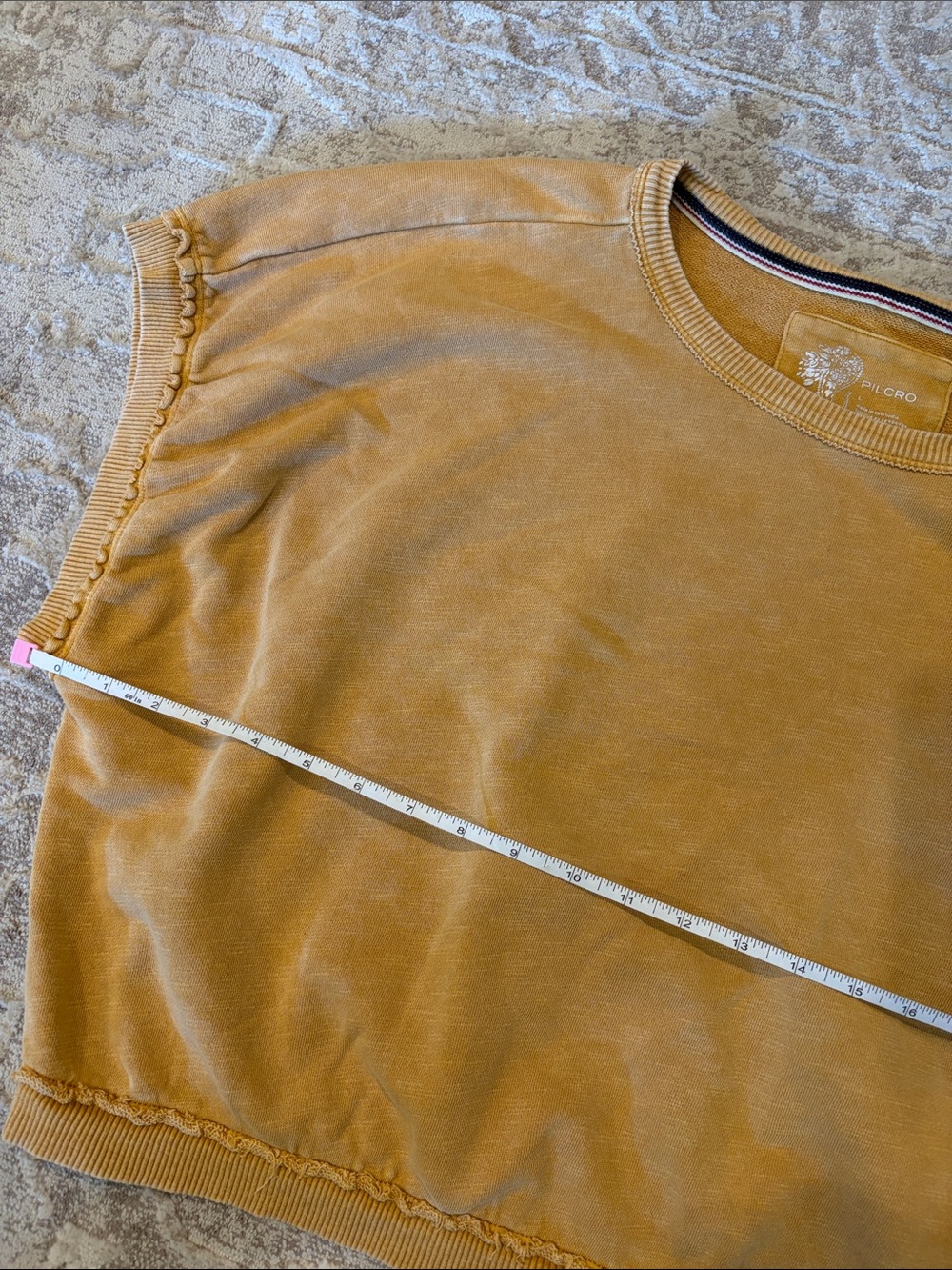Pilcro Cropped Short Sleeve Sweatshirt in Mustard - Picture 7 of 7